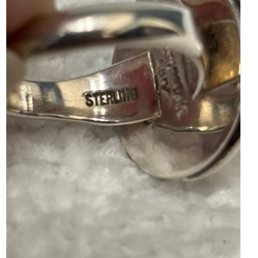 DAMAGED-Artie Yellowhorse Navajo Sterling Silver Mabe Pearl Ring Size 9 #64589 - Picture 9 of 12